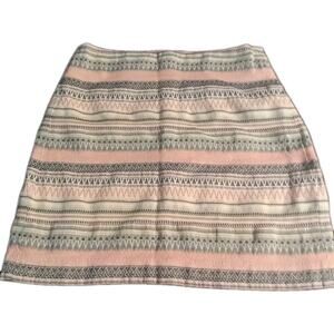 Loft Striped Tribal Aztec Pink Striped A-Line Skirt Size 6 Grosgrain